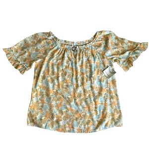 NWT! Late August Lightweight Short Sleeve Starfish Print Orange Top